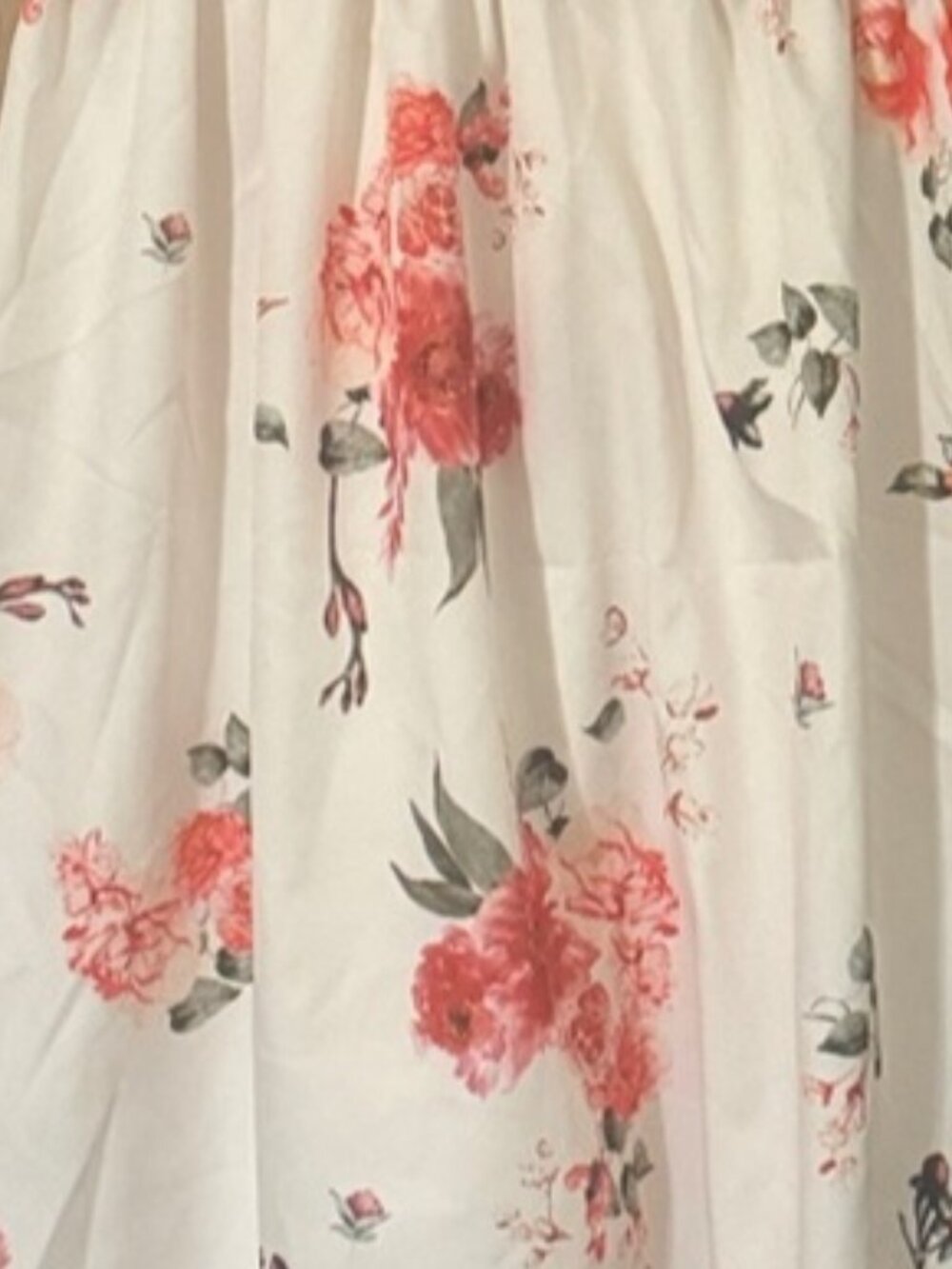 White Floral Maxi Dress with Pink Rose Print